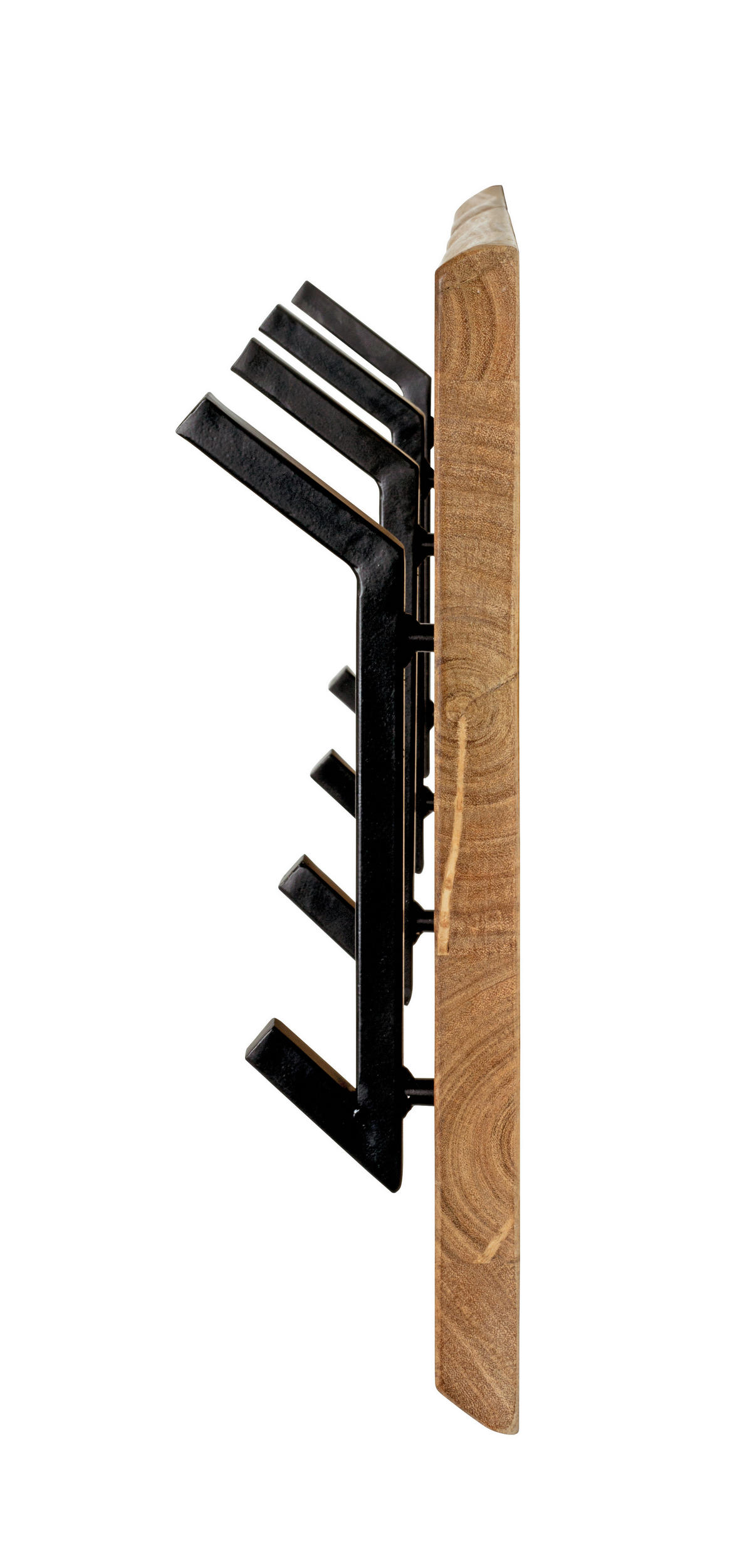 NÁSTĚNNÁ ŠATNA - černá/barvy akácie, Konvenční, kov/dřevo (90/36/12cm)