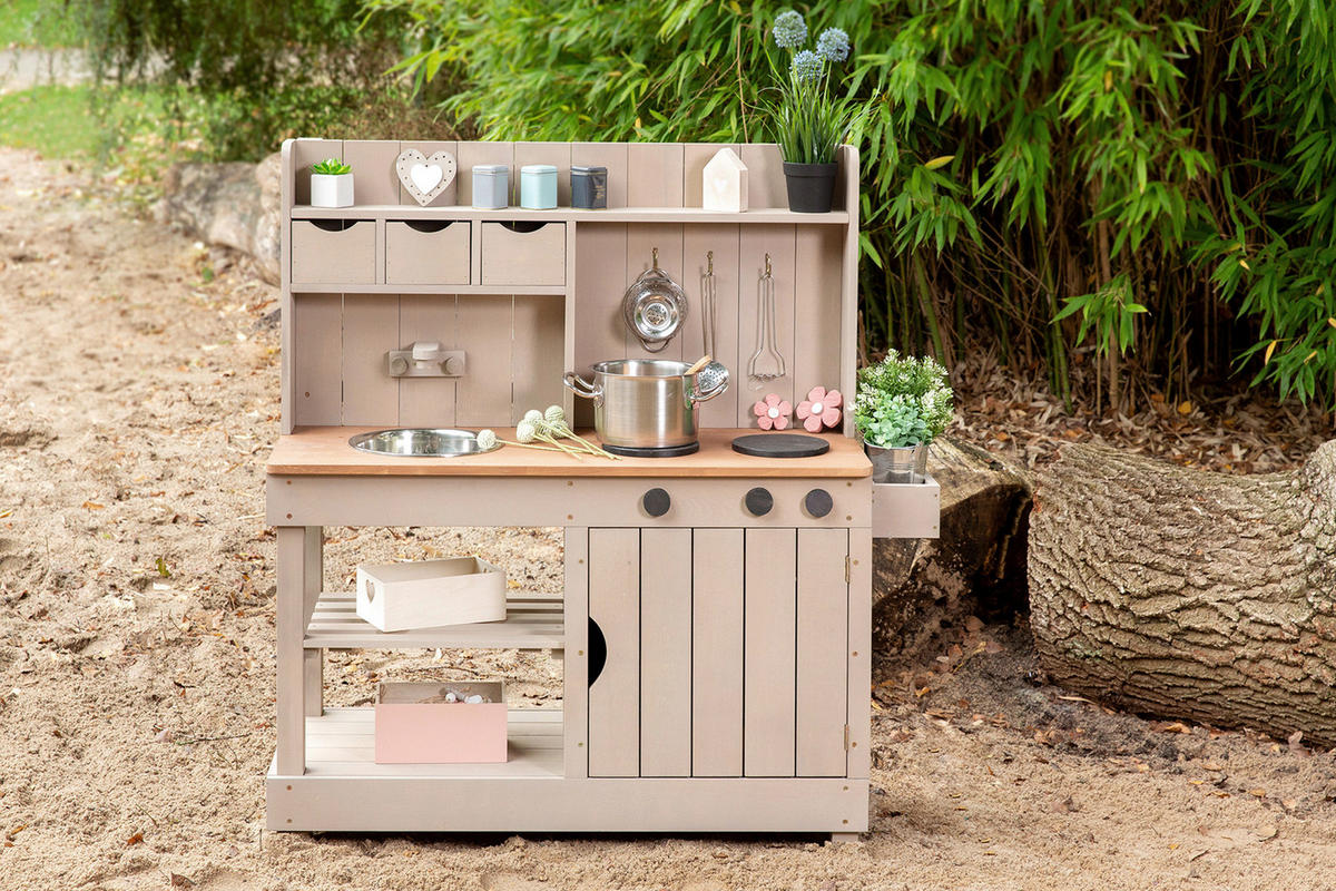 MATSCHKÜCHE Explorer  - Grau, Basics, Holz/Metall (102/40/105cm) - MUDDY BUDDY