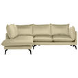 ECKSOFA in Samt Beige  200/241 cm  - Beige/Schwarz, Design, Textil/Metall (200/241cm) - Carryhome