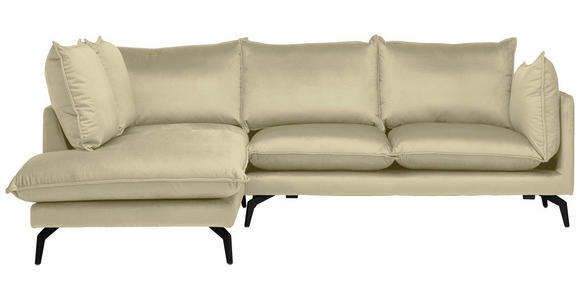 ECKSOFA in Samt Beige  200/241 cm  - Beige/Schwarz, Design, Textil/Metall (200/241cm) - Carryhome