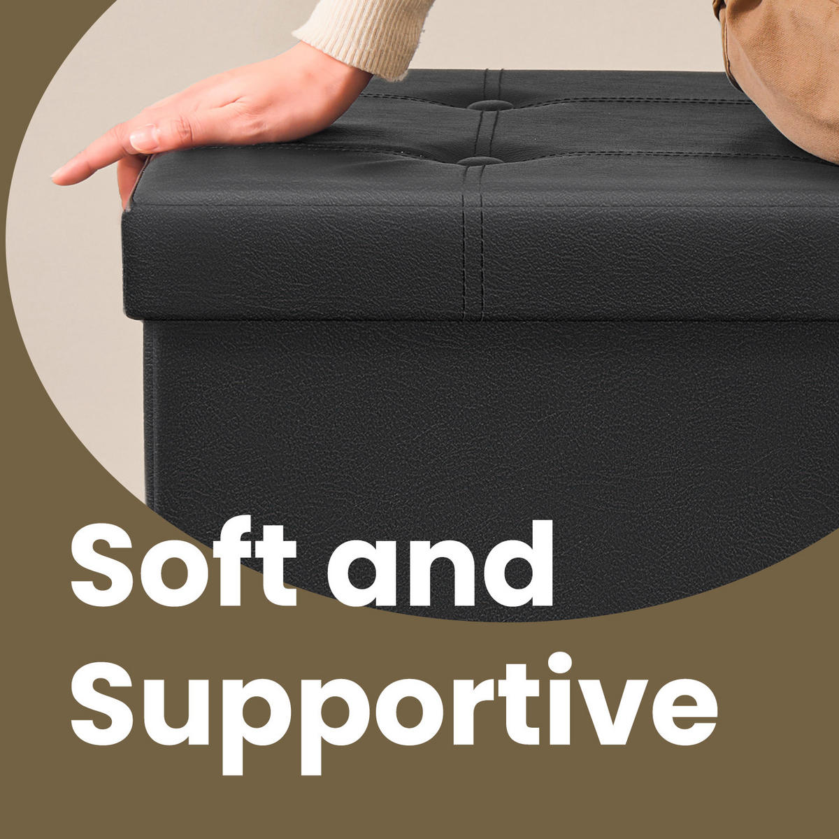 SITZBOX in Leder, Holzwerkstoff Schwarz  - Schwarz, Basics, Leder/Holzwerkstoff (76/38/38cm)