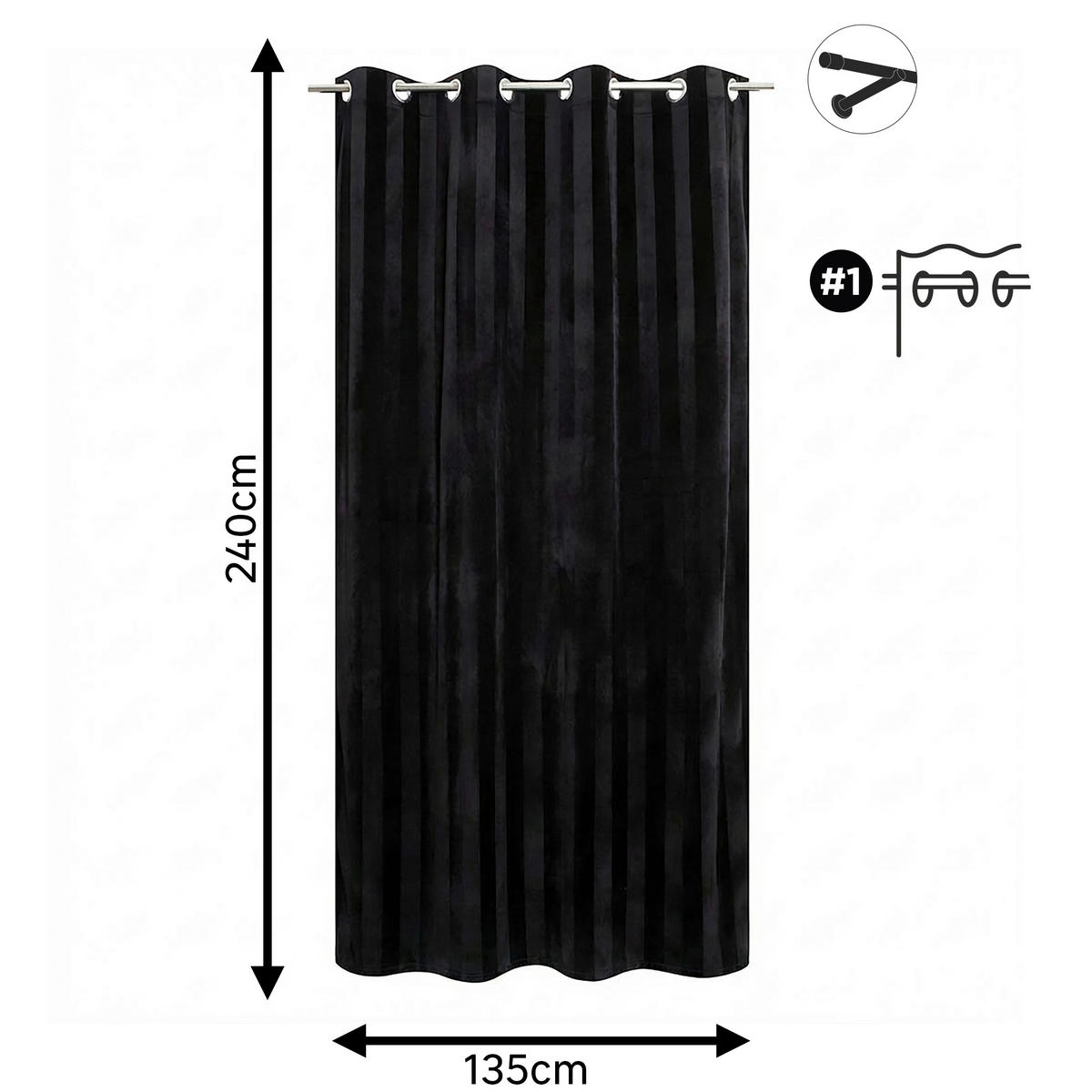 FERTIGVORHANG blickdicht  - Schwarz, Basics, Textil (135/240cm)