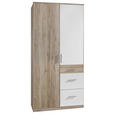 KLEIDERSCHRANK  in Weiß, Eiche San Remo  - Alufarben/Weiß, KONVENTIONELL, Holzwerkstoff/Kunststoff (91/199/58cm) - Carryhome
