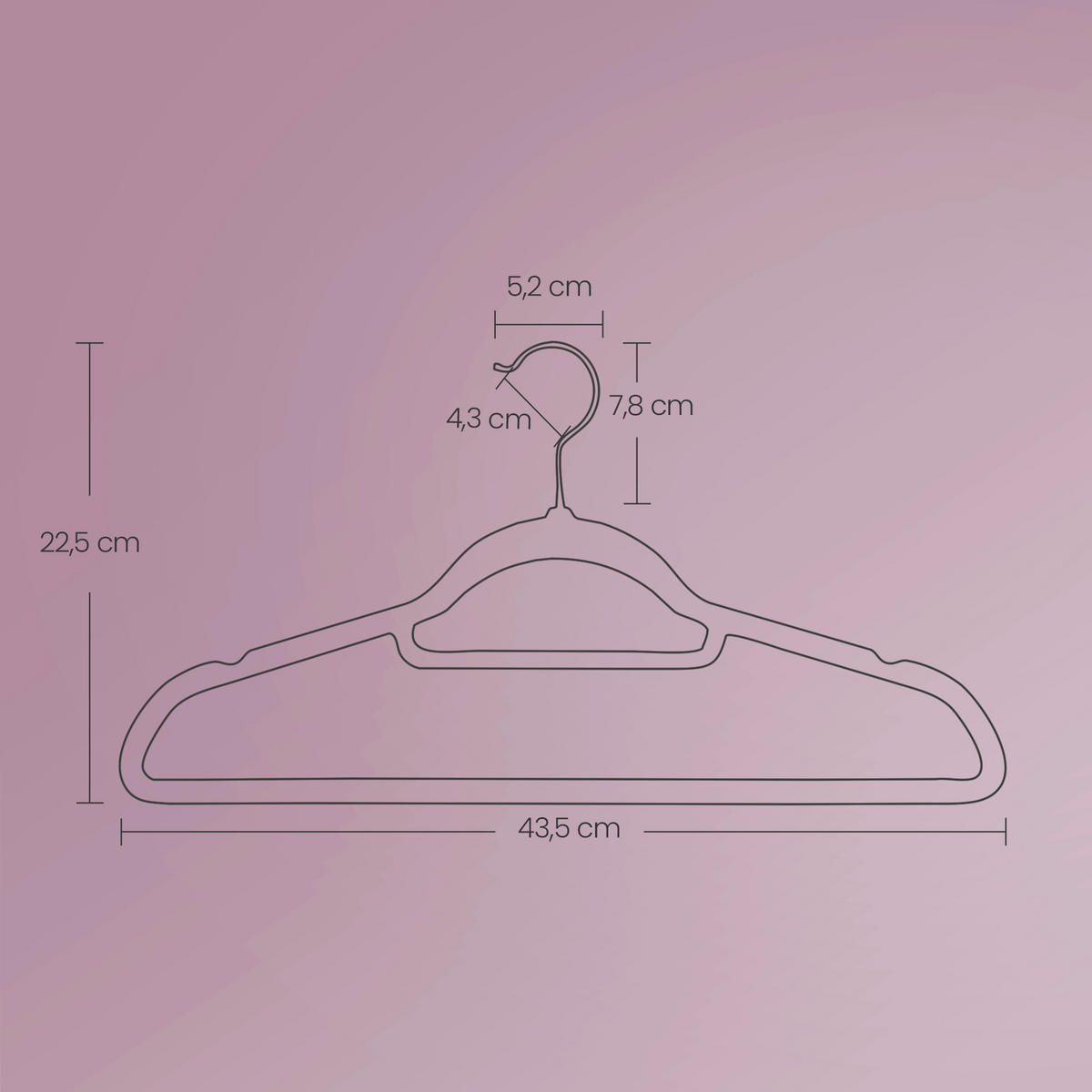 KLEIDERBÜGEL Metall, Kunststoff  - Pink, Basics, Kunststoff/Metall (42,7/22/0,6cm)