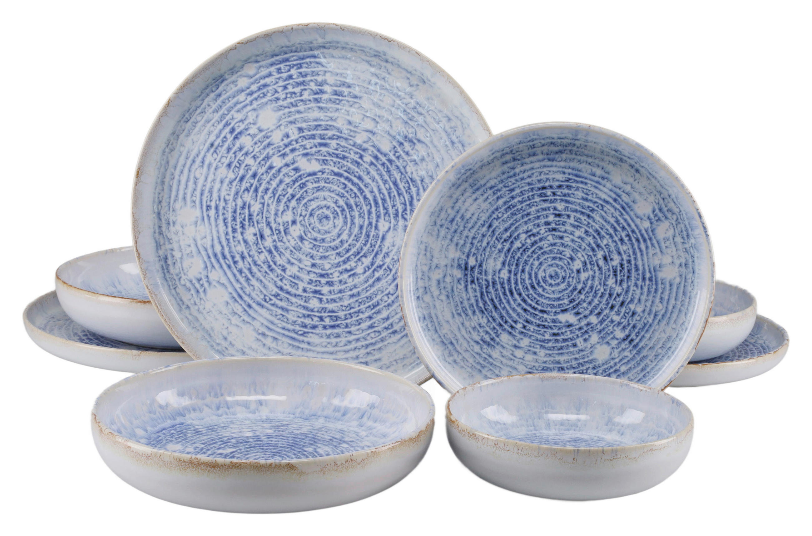 TAFELSERVICE Uno 8-teilig  - Blau/Weiß, Basics, Keramik - Creatable