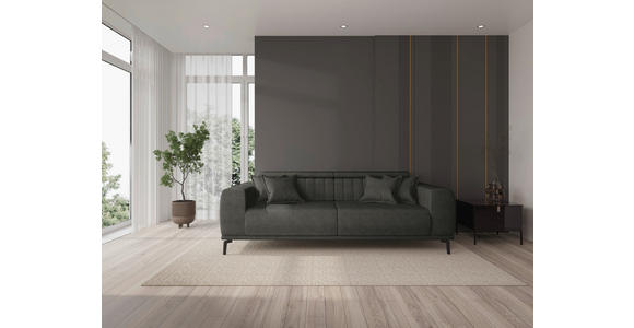 3-SITZER-SOFA  in Webstoff Dunkelgrau  - Dunkelgrau/Schwarz, KONVENTIONELL, Textil/Metall (240/80/113cm) - Carryhome