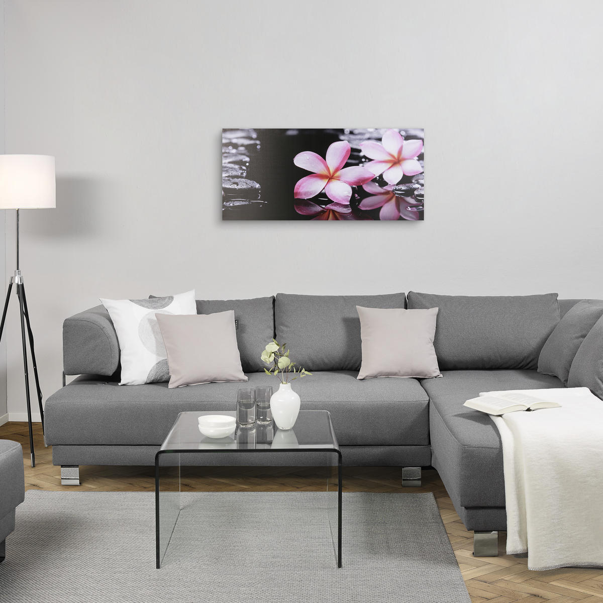 ŠTAMPA NA PLATNU     120/55 cm       - plava/narandžasta, Osnovno, drvo/tekstil (120/55cm) - Monee