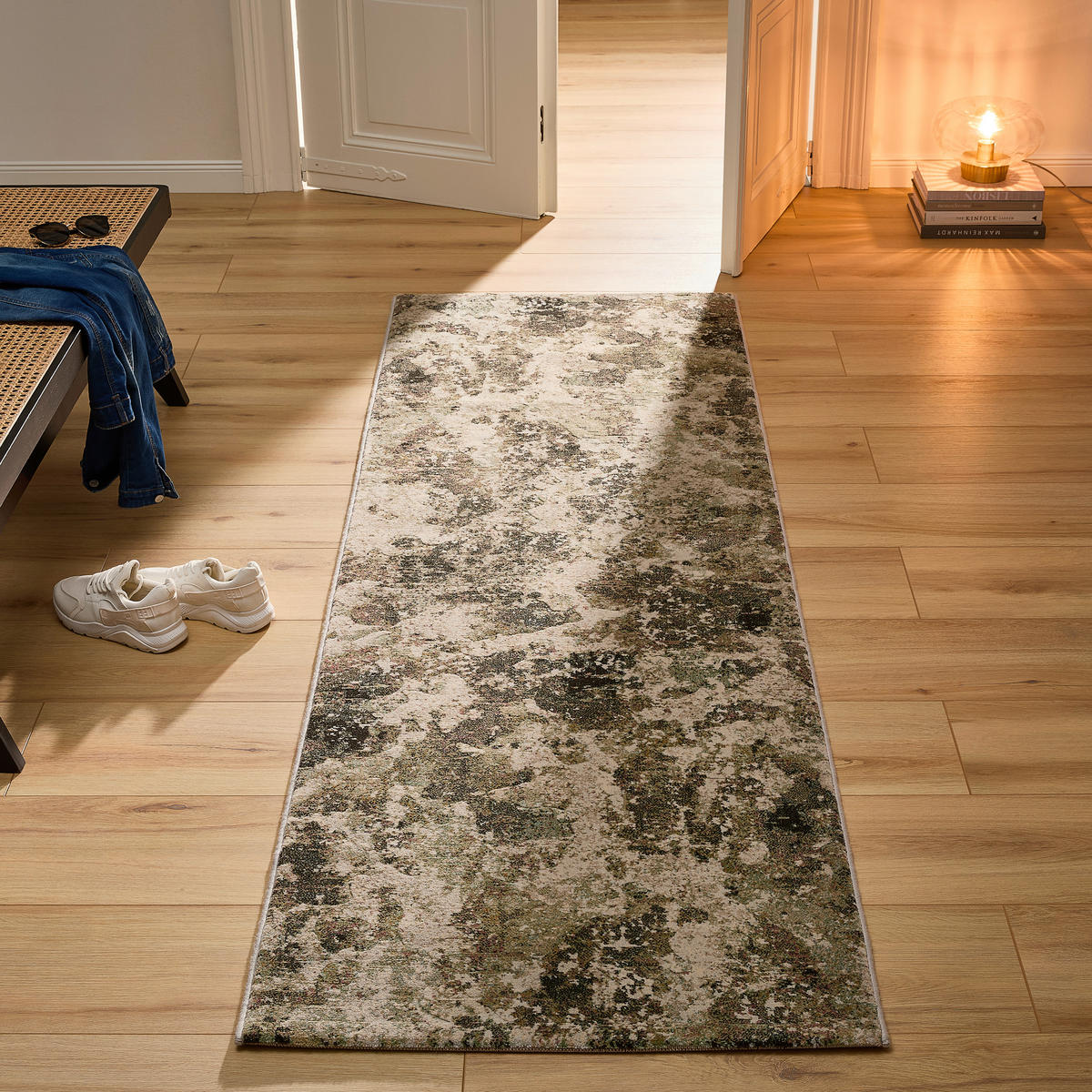 WEBTEPPICH 80/240 cm Hellgrau, Dunkelgrau, Olivgrün  - Dunkelgrau/Hellgrau, Design, Textil (80/240cm) - Novel