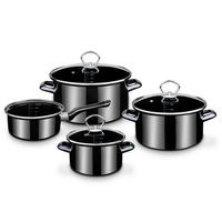 KOCHTOPFSET Black Star 4-teilig  - Schwarz Hochglanz, Basics, Metall - GSW