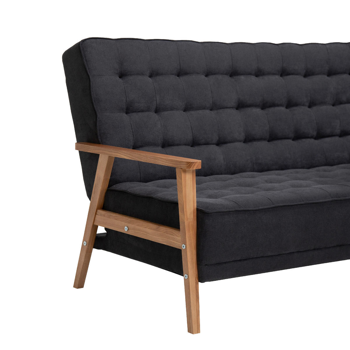 TROSJED NA RAZVLAČENJE tekstil  tamno siva    - boje jasena/tamno siva, Design, tekstil/drvo (202/95/95cm) - P & B