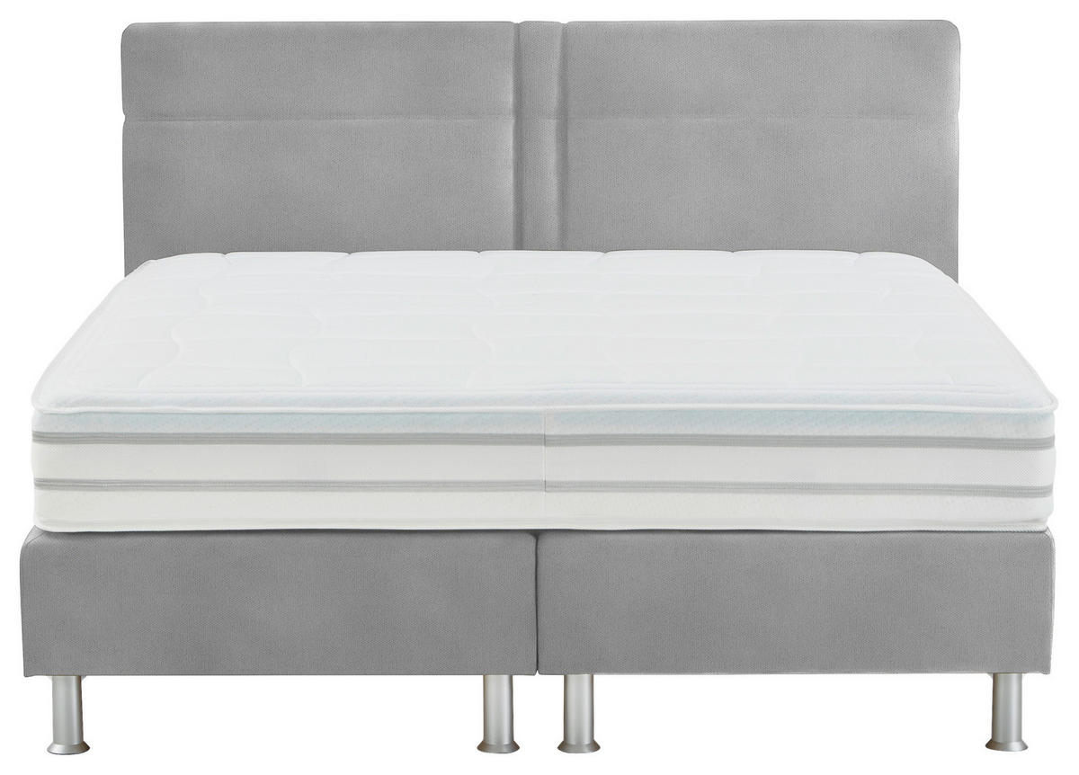 BOXSPRINGBETT 160/200 cm  in Hellgrau  - Hellgrau/Alufarben, Design, Kunststoff/Textil (160/200cm) - Beldomo - Sleep