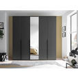 DREHTÜRENSCHRANK  in Graphitfarben  - Schwarz/Graphitfarben, MODERN, Glas/Holzwerkstoff (225/225/52cm) - Carryhome