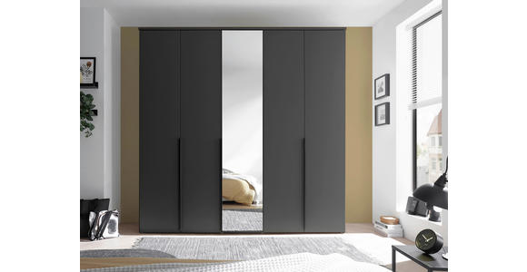 DREHTÜRENSCHRANK in Graphitfarben - Schwarz/Graphitfarben, MODERN, Glas/Holzwerkstoff (225/225/52cm) - Carryhome