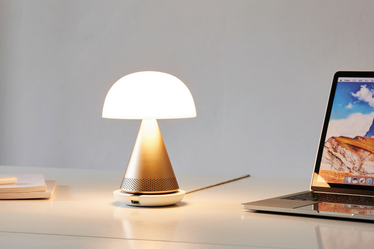 AKKU-TISCHLEUCHTE 14/17/14 cm   - Goldfarben, Design, Kunststoff/Metall (14/17/14cm)