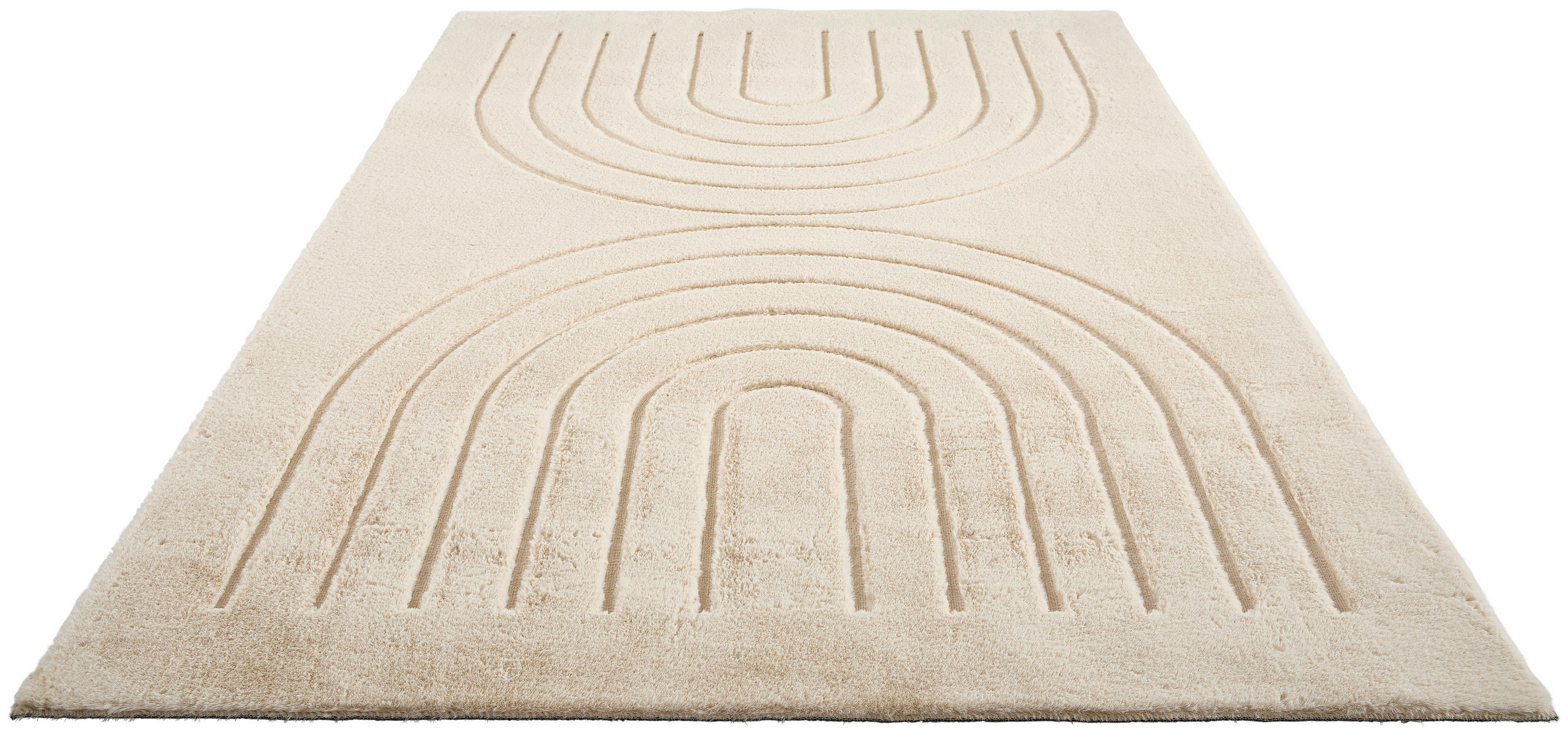 Thumbnail - Novel Hochflorteppich, Champagner, Beige, Textil, geometrisch, rechteckig, 130x190 cm, Bsci, Oeko-Tex® Standard 100, für...