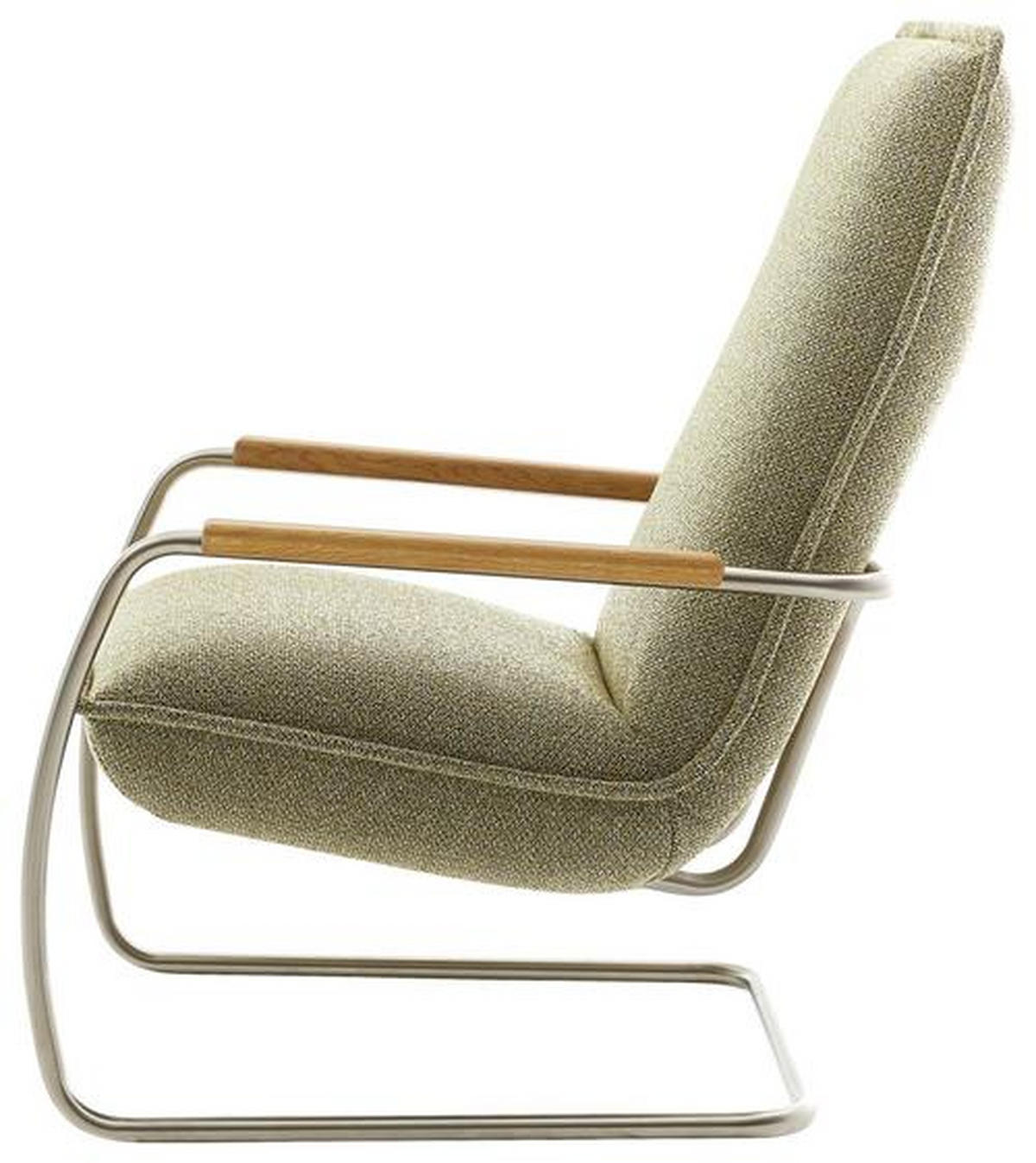 SESSEL in Flachgewebe Hellgrün  - Edelstahlfarben/Eichefarben, Design, Holz/Textil (76/105/87cm) - Livetastic