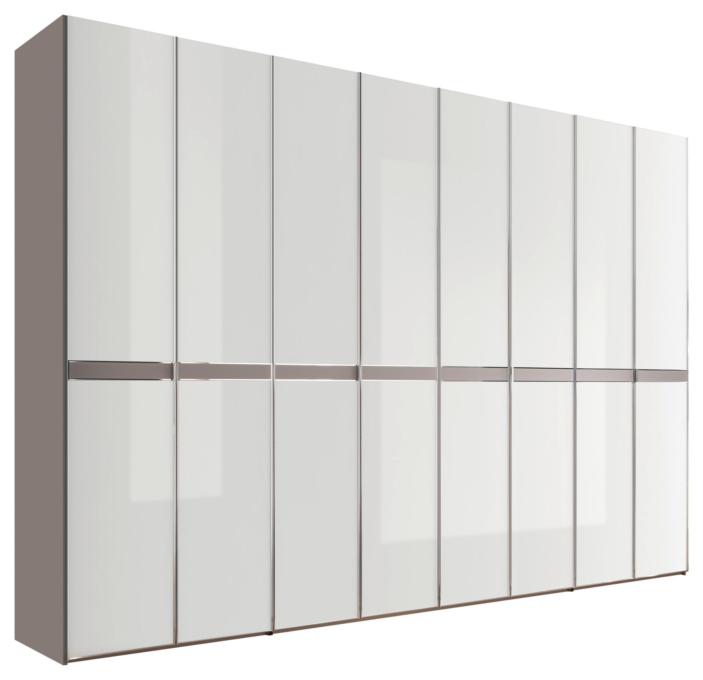 DREHTÜRENSCHRANK in Grau, Weiss  - Chromfarben/Weiss, Modern, Glas/Holzwerkstoff (330/230/63cm) - Dieter Knoll