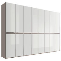 DREHTÜRENSCHRANK 330/230/63 cm 8-türig Grau, Weiß  - Chromfarben/Weiß, Design, Glas/Holzwerkstoff (330/230/63cm) - Dieter Knoll