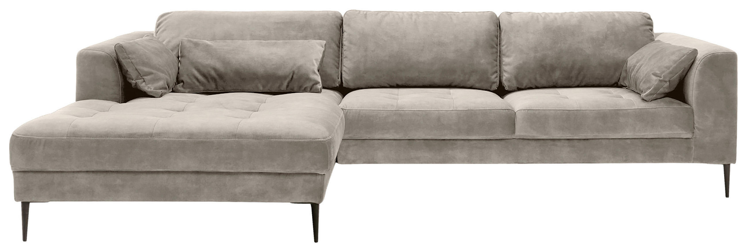 ECKSCHLAFSOFA in Mikrofaser Hellgrau - Hellgrau/Schwarz, Modern, Textil (168/280cm) - Trendmanufaktur