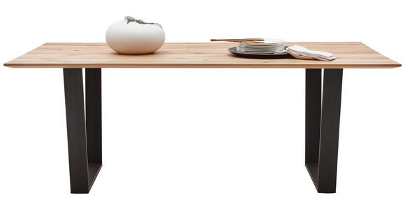 ESSTISCH in Holz, Metall 220/100/76 cm - Buchefarben/Schwarz, Design, Holz/Metall (220/100/76cm) - Valnatura