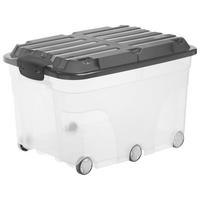 BOX MIT DECKEL ROLLER 6  - Transparent/Anthrazit, Basics, Kunststoff (59,5/40/37cm) - Rotho