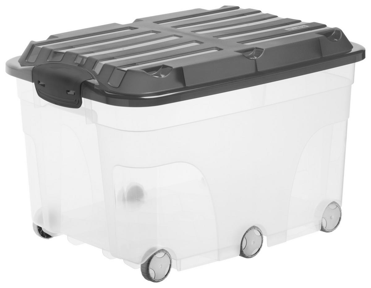 BOX MIT DECKEL ROLLER 6  - Transparent/Anthrazit, Basics, Kunststoff (59,5/40/37cm) - Rotho