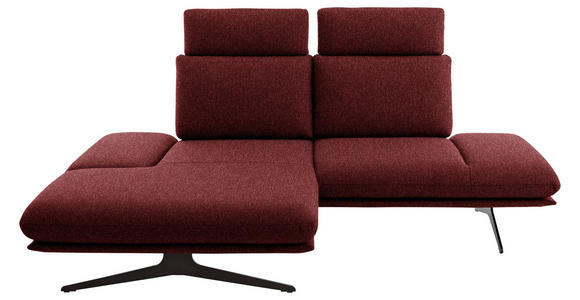 ECKSOFA  in Flachgewebe Rot Rücken echt, Armteilverstellung, Drehsitzfunktion  155/234 cm  - Rot/Schwarz, Design, Textil/Metall (155/234cm) - Dieter Knoll