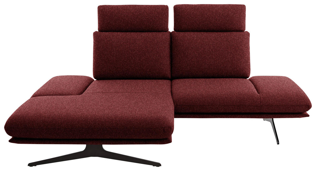 ECKSOFA  in Flachgewebe Rot  155/234 cm  - Rot/Schwarz, Design, Textil/Metall (155/234cm) - Dieter Knoll