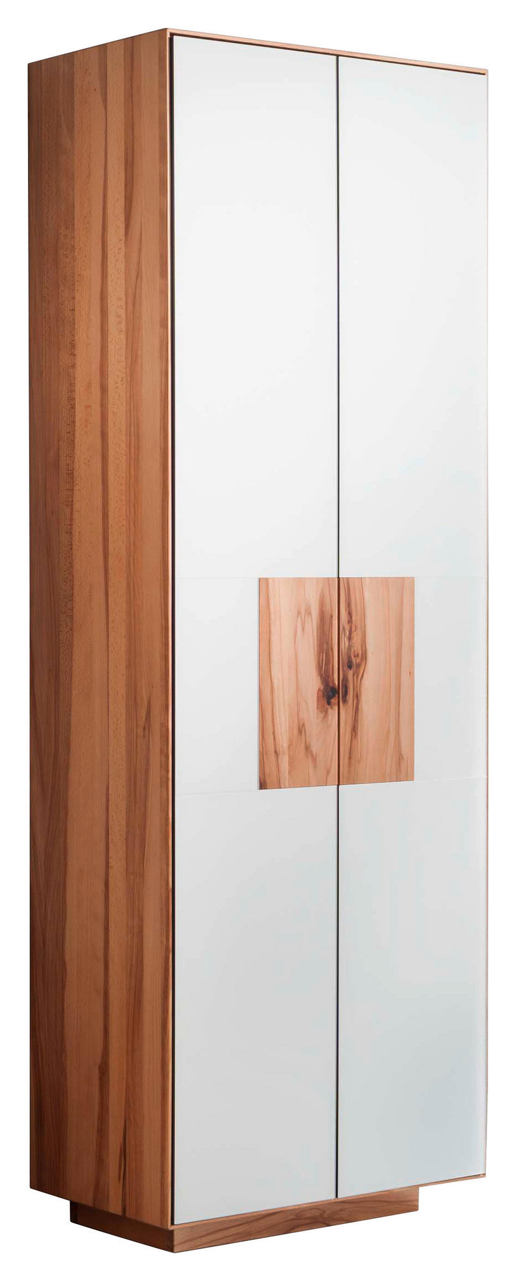 SCHUHSCHRANK Kernbuche massiv Weiß, Buchefarben  - Buchefarben/Weiß, MODERN, Glas/Holz (72/198/37cm) - Linea Natura