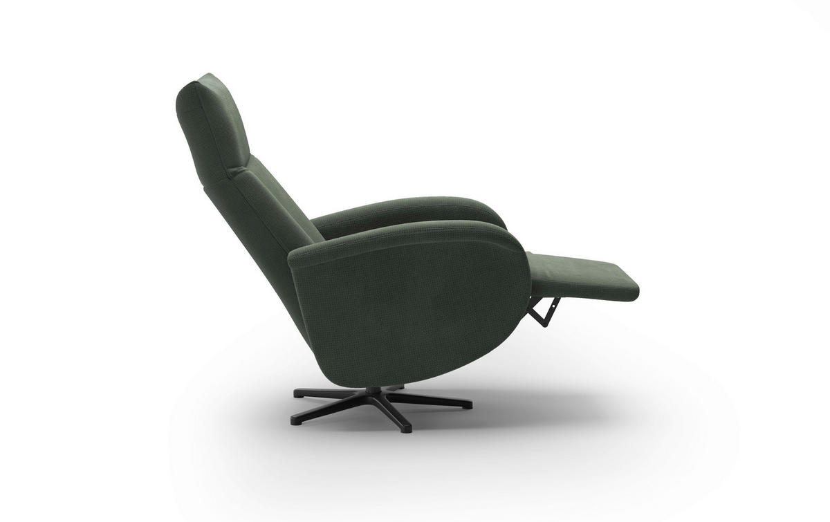 RELAXSESSEL GLENDALE E Flachgewebe Kopfteilverstellung, Rücken echt    - Dunkelgrün/Schwarz, KONVENTIONELL, Textil/Metall (75/112/82cm) - Sit & More