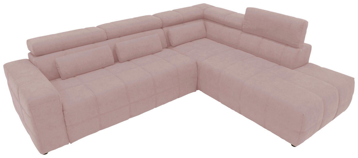 ECKSOFA Rosa Mikrofaser  - Schwarz/Rosa, Design, Kunststoff/Textil (275/228cm) - MID.YOU