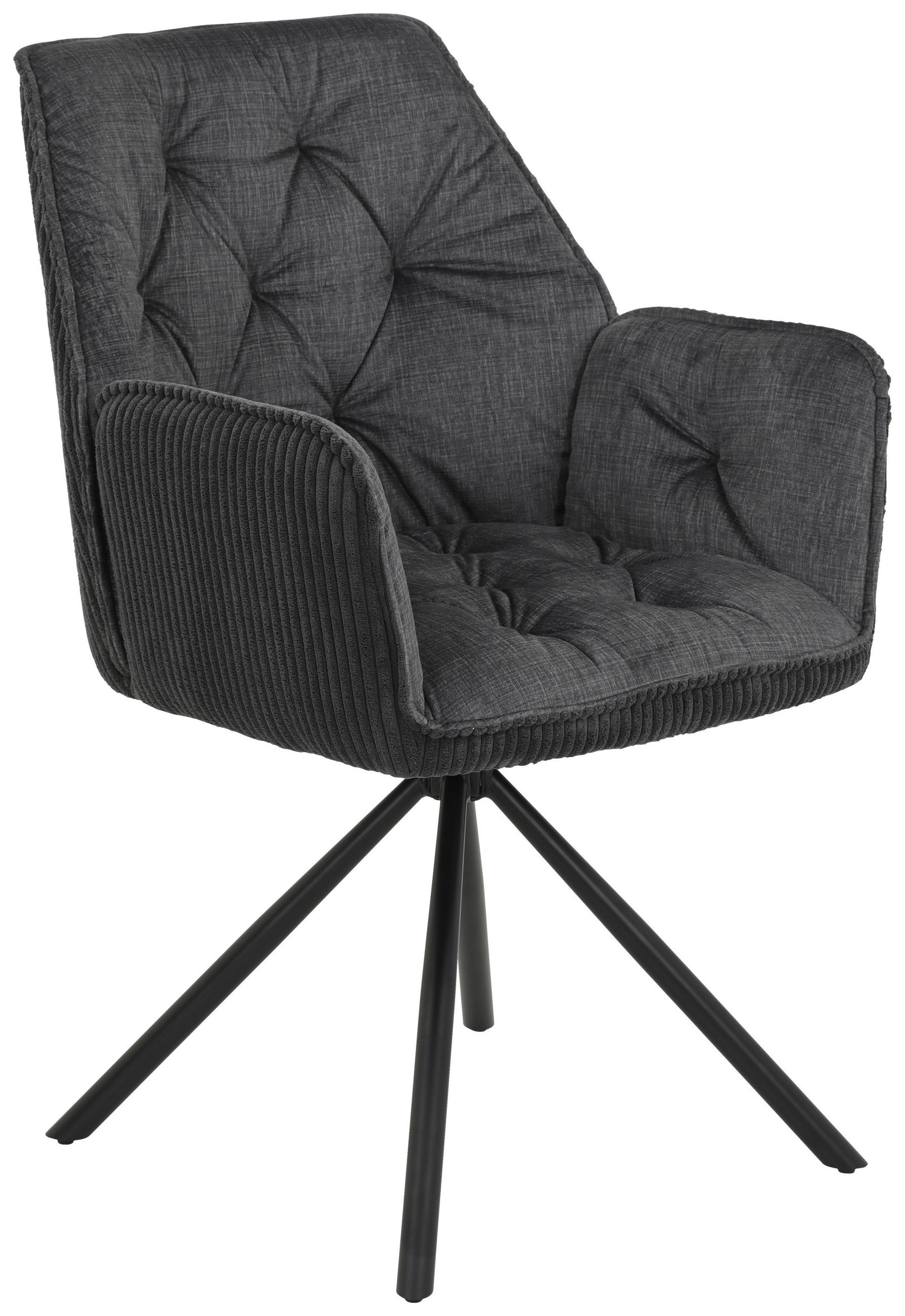 ARMLEHNSTUHL  in Stahl Flachgewebe  - Anthrazit/Schwarz, MODERN, Textil/Metall (56/89/61cm) - Boxxx