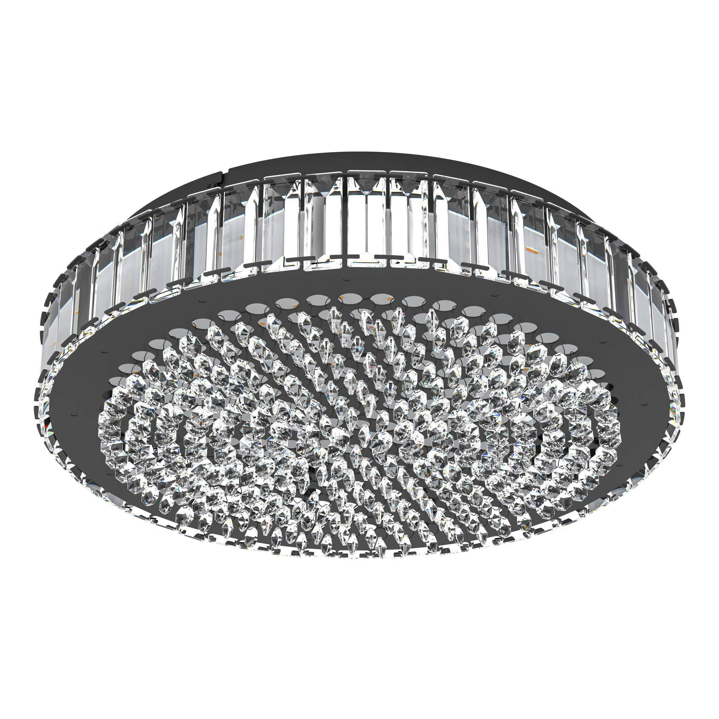 PLAFONIERĂ - străveziu/negru, Konventionell, sticlă/metal (41cm)