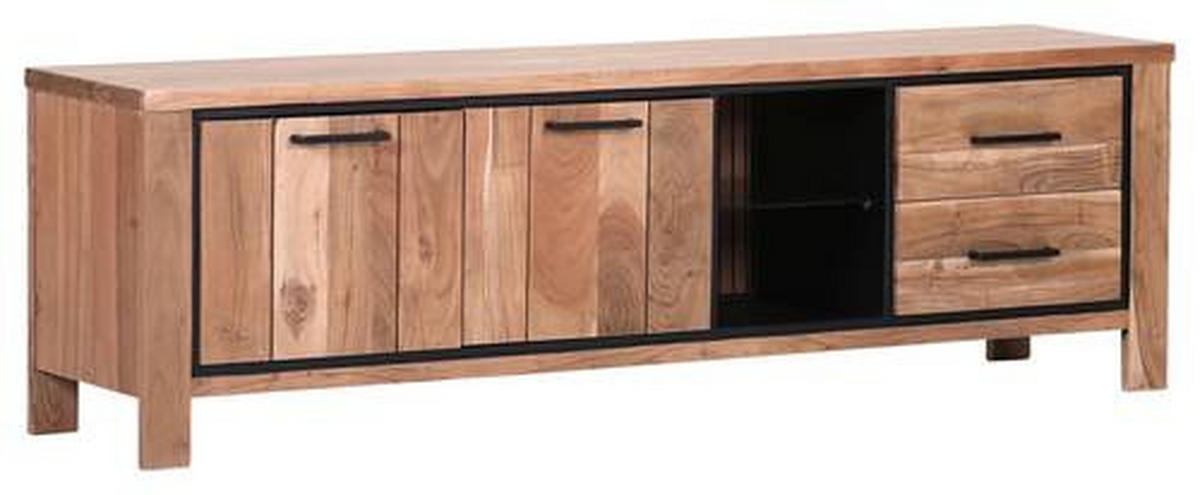 LOWBOARD  in 180/55/44 cm  - Schwarz/Akaziefarben, LIFESTYLE, Glas/Holz (180/55/44cm) - Landscape