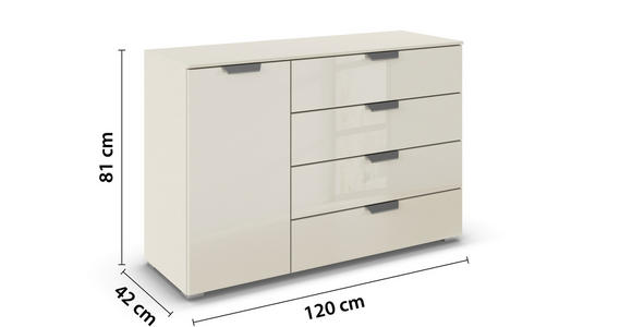 KOMMODE  in 120/81/42 cm  - Chromfarben/Champagner, Design, Glas/Holzwerkstoff (120/81/42cm) - Carryhome