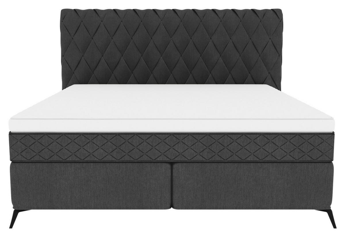 BOXSPRINGBETT 180/200 cm  in Anthrazit  - Anthrazit/Schwarz, Design, Textil/Metall (180/200cm) - Boxxx