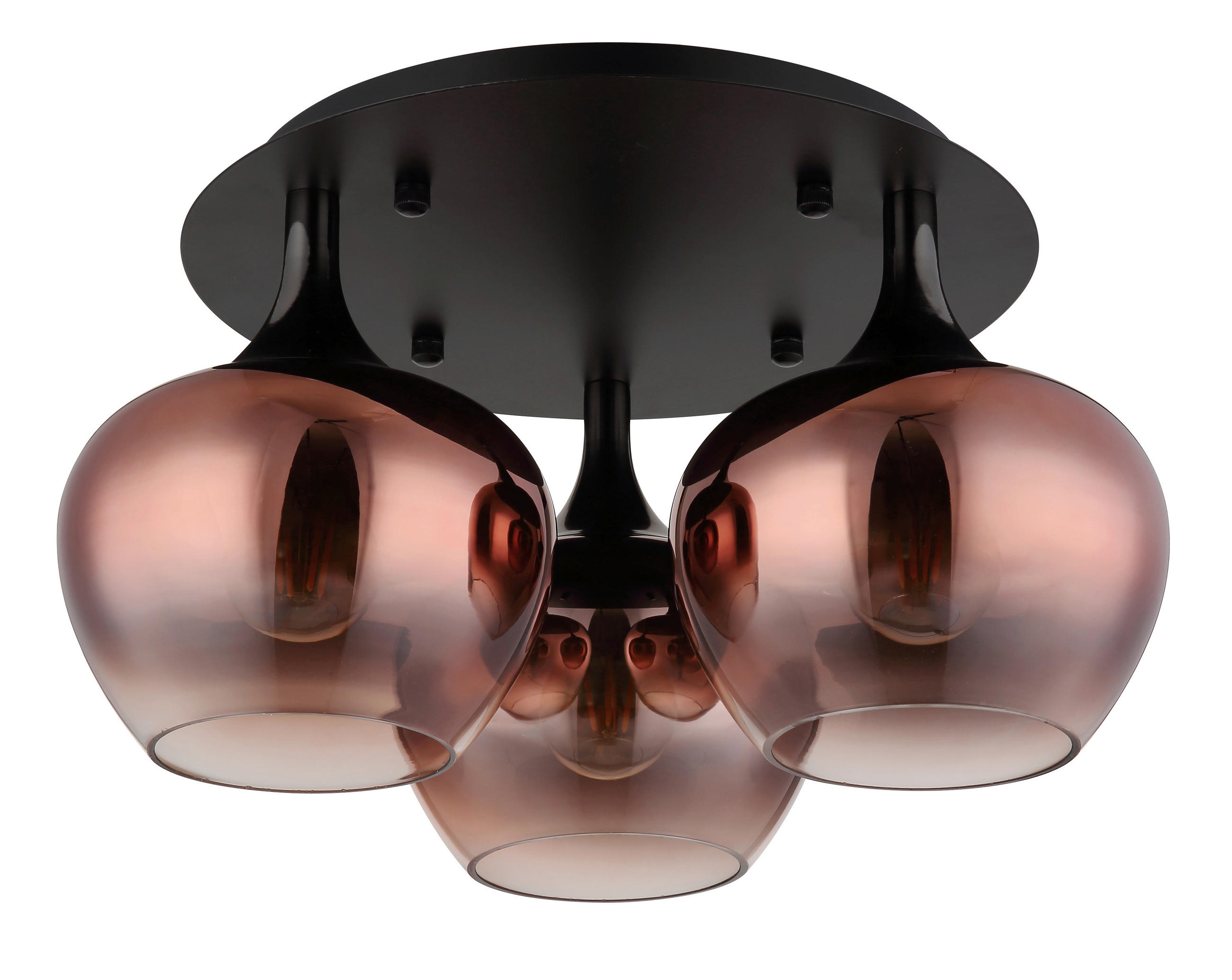 DECKENLEUCHTE MAXY 45/25,5 cm   - Klar/Schwarzchrom, Basics, Glas/Metall (45/25,5cm) - Globo