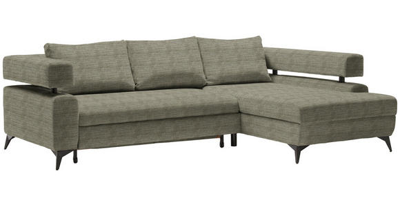 ECKSOFA Olivgrün Chenille  - Schwarz/Olivgrün, KONVENTIONELL, Textil/Metall (265/184cm) - Hom`in