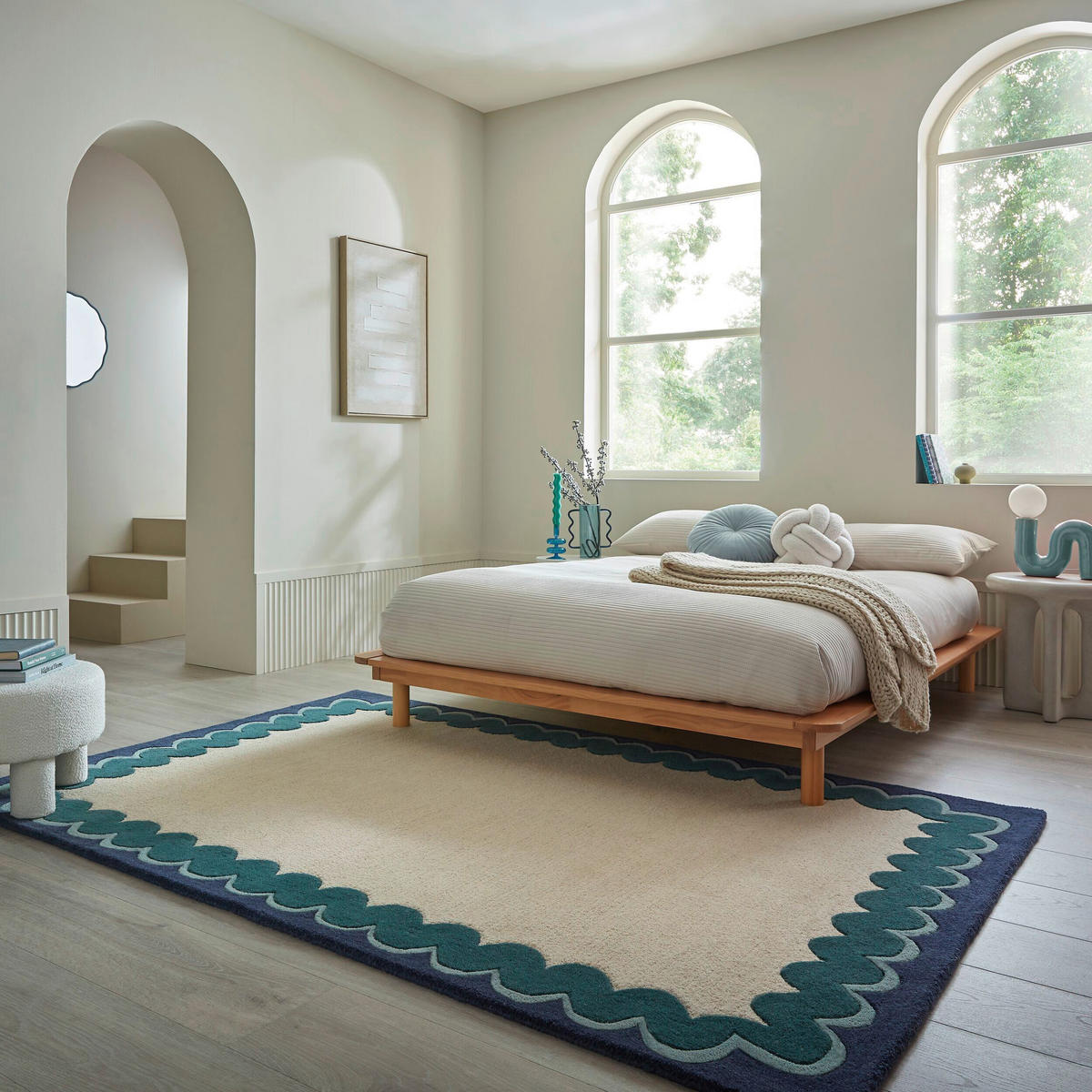WOLLTEPPICH 160/230 cm Wiggle Petrol rechteckig  - Petrol, Basics, Textil (160/230cm) - Flair Rugs