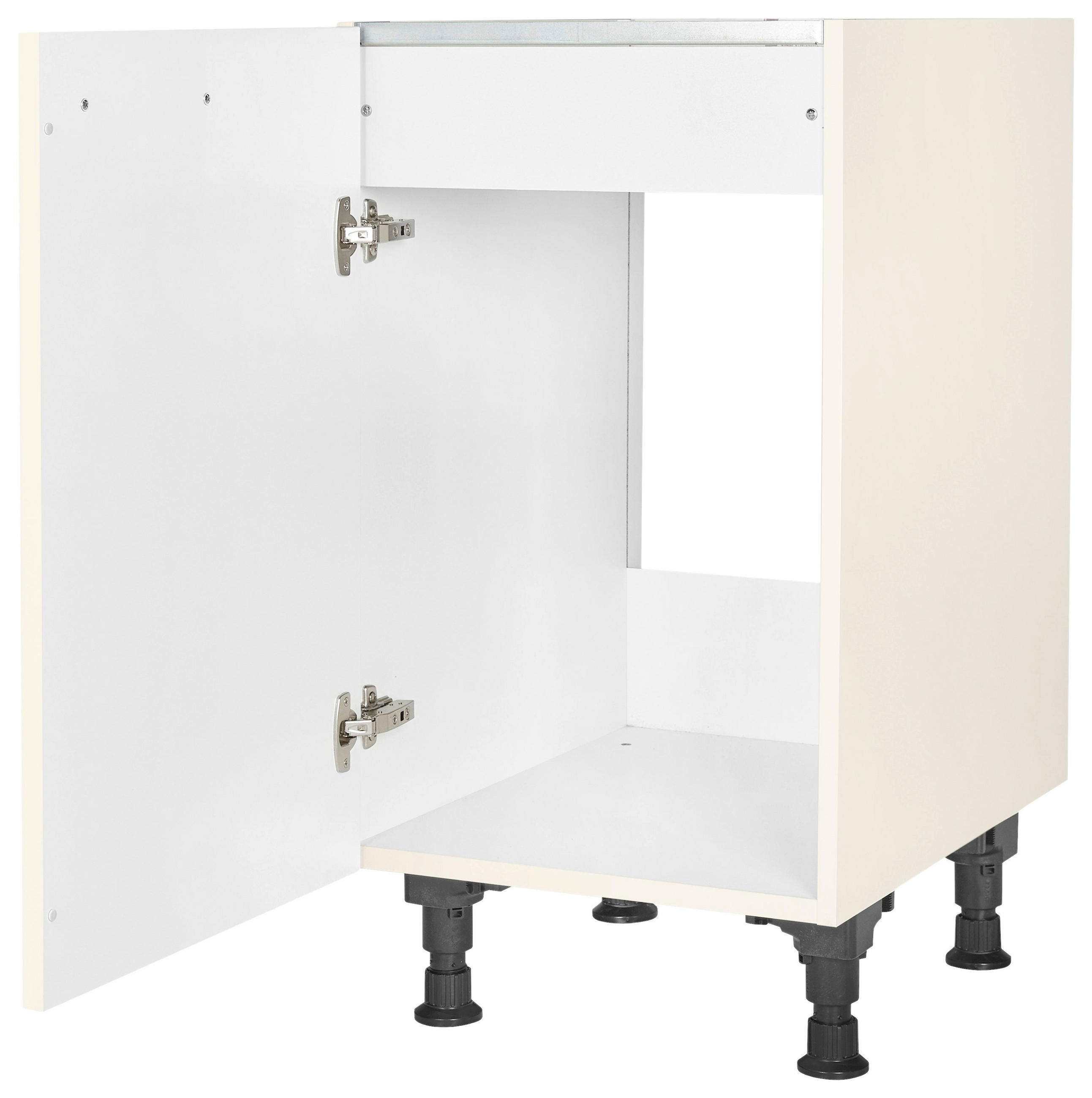 SPÜLENUNTERSCHRANK 45/87/56 cm in Magnolie - Edelstahlfarben/Magnolie, MODERN, Holzwerkstoff/Metall (45/87/56cm) - Nobilia