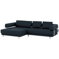 ECKSOFA in Echtleder Dunkelblau  188/307 cm  - Dunkelblau, Design, Leder/Metall (188/307cm)