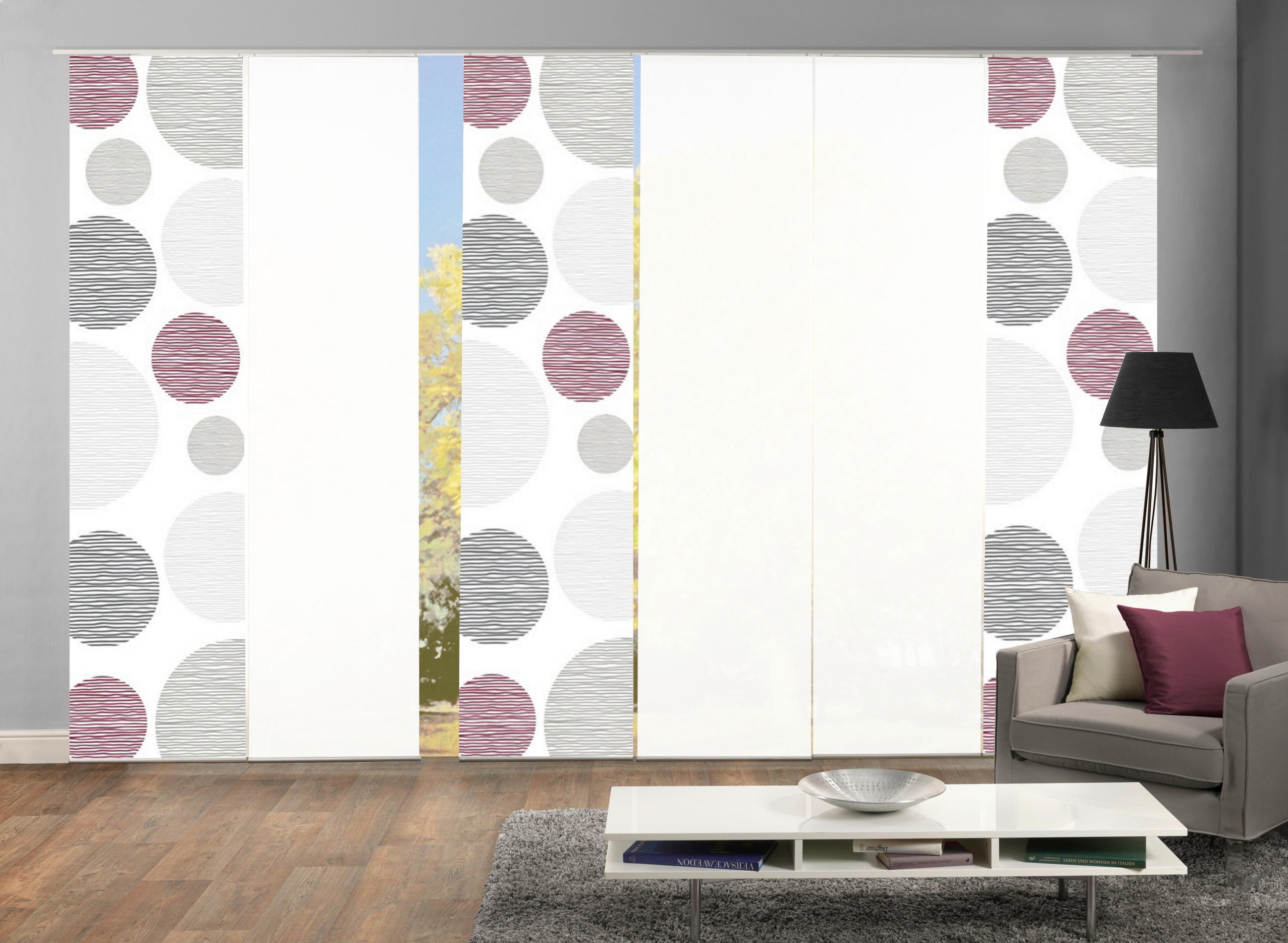 FLÄCHENVORHANG  6 Stück  halbtransparent   60/245 cm  - Bordeaux, Design, Textil (60/245cm)