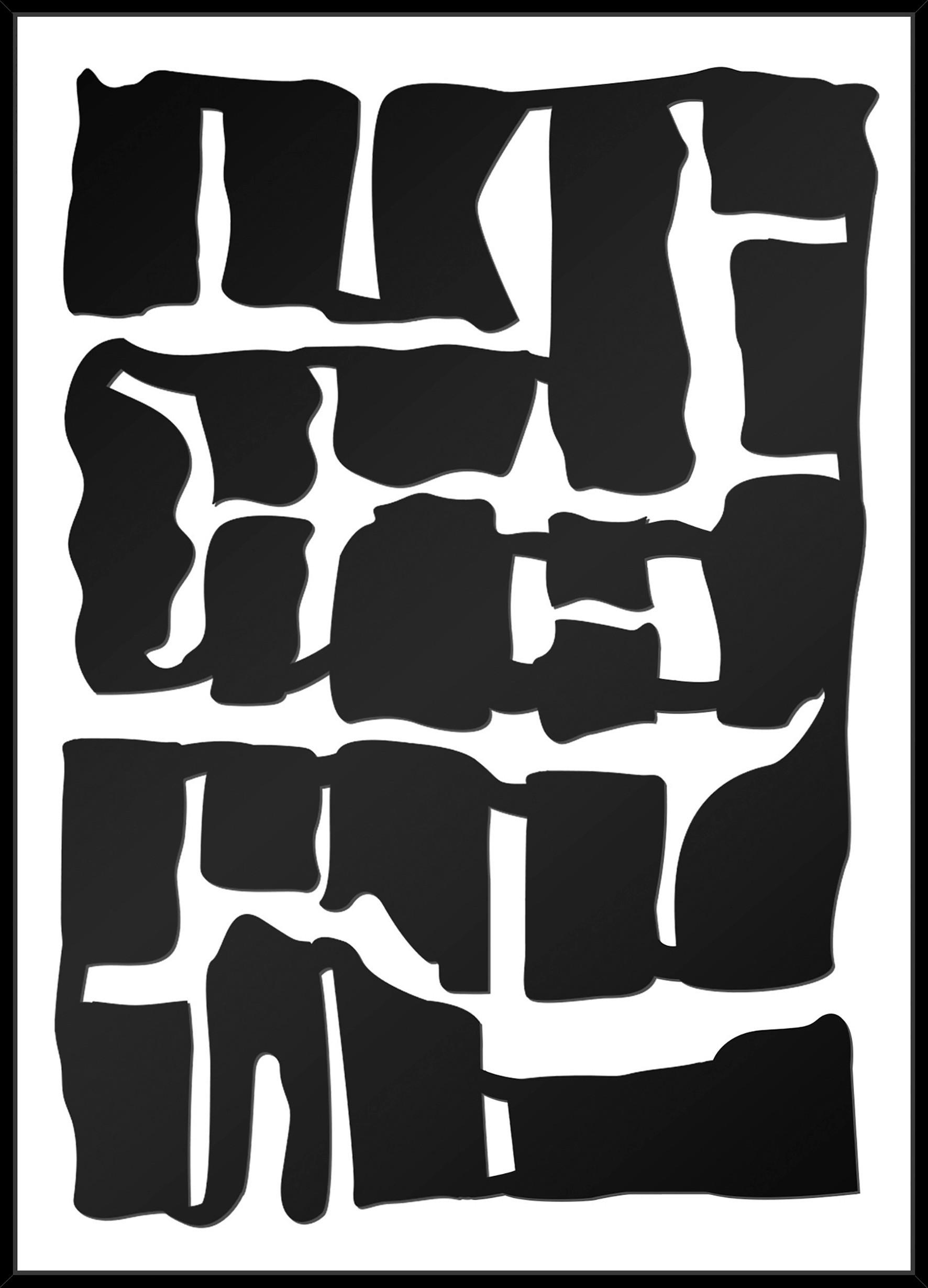 ORIGINALBILD Abstraktes 51,5/71,5 cm  - Schwarz/Weiß, Design, Holzwerkstoff (51,5/71,5cm) - Monee