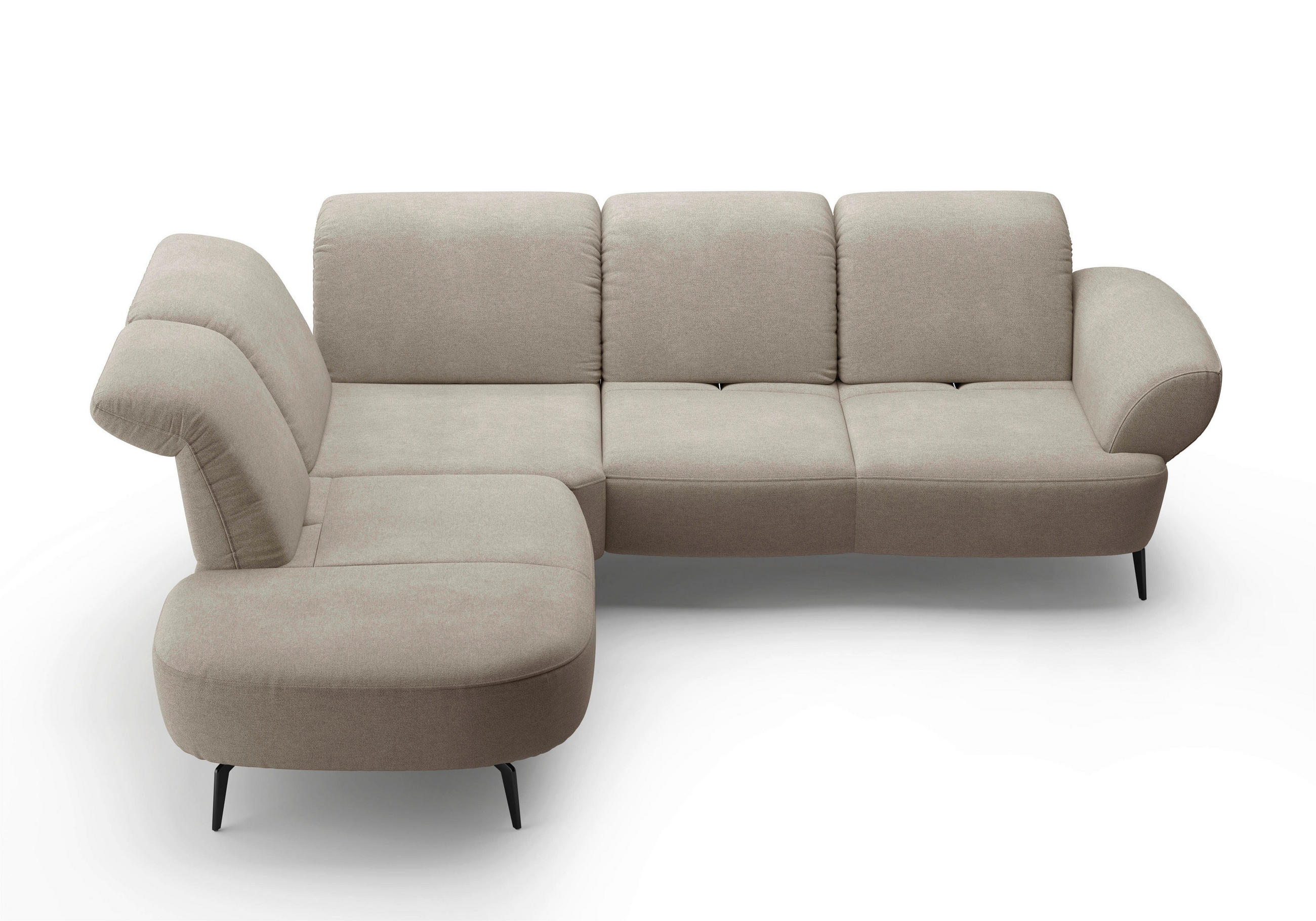 ECKSOFA in Mikrofaser Beige  - Beige/Schwarz, Modern, Textil/Metall (270/302cm) - Sit & More