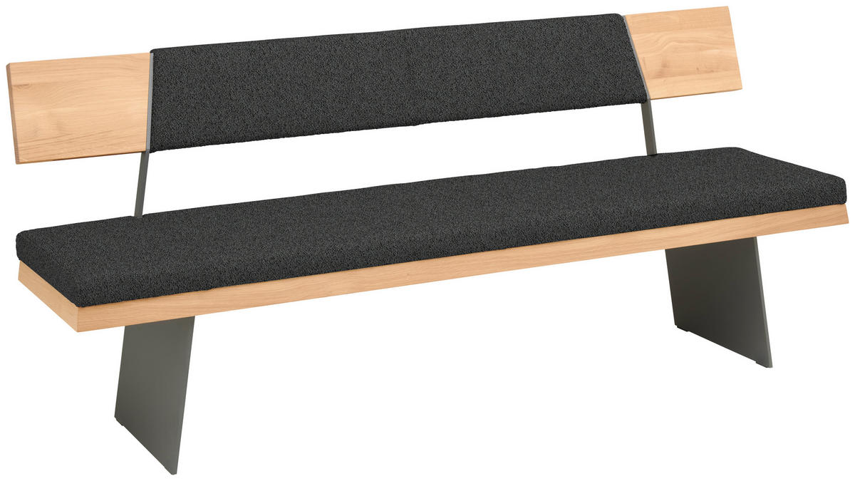 SITZBANK 207/90/58 cm  in Schwarz, Dunkelgrau, Wildeiche  - Wildeiche/Dunkelgrau, Natur, Holz/Textil (207/90/58cm) - Voglauer