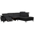 ECKSOFA in Echtleder Schwarz  - Schwarz, Design, Leder/Metall (285/239cm) - Cantus