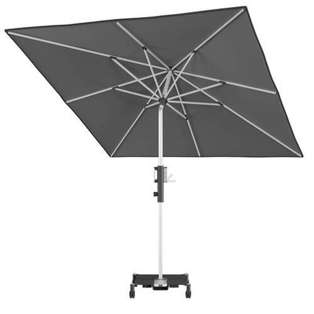 Thumbnail - Knirps Sonnenschirm, Dunkelgrau, Silber, Textil, 245x245 cm, 360° drehbar, höhenverstellbar, Knickgelenk, regenabweisend...