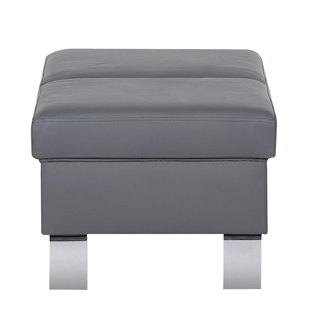 HOCKER Leder Anthrazit  - Chromfarben/Anthrazit, Design, Leder/Metall (91/44/57cm) - Livetastic