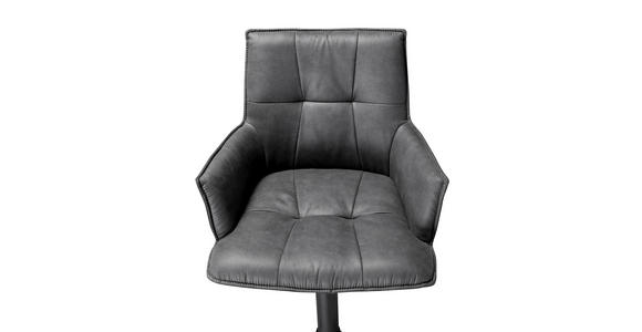 BARHOCKER Mikrofaser Schwarz, Dunkelgrau Eisen Wippfunktion, Sitzfläche 360° drehbar, inklusive Armlehnen, automatische Rückholfunktion - Dunkelgrau/Schwarz, Design, Textil/Metall (56/55/110cm) - Novel