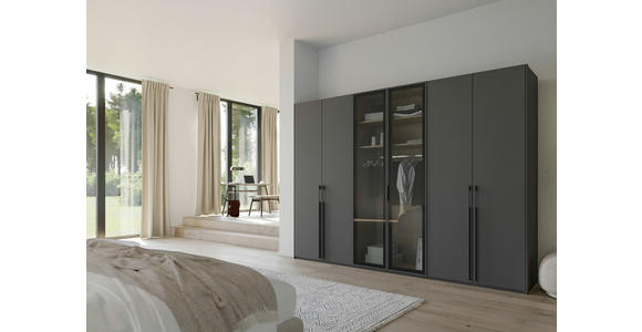 DREHTÜRENSCHRANK in Graphitfarben - Graphitfarben, Trend, Glas/Holzwerkstoff (301/223/60cm) - Novel